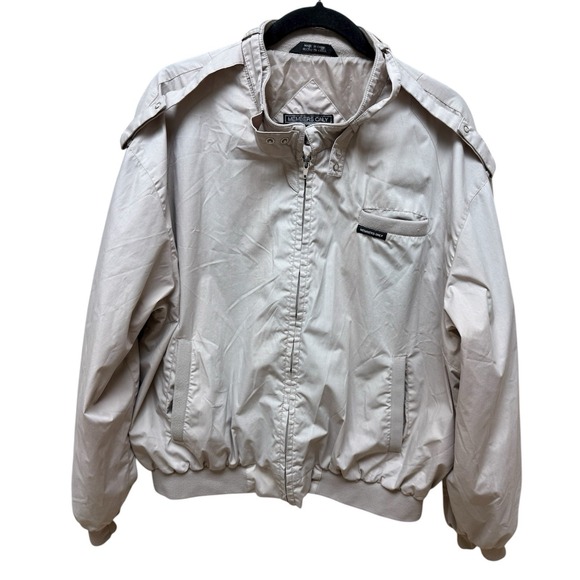 Vtg 80s Members Only Beige Bomber Jacket Mens. Cotton & Polyester Blend. Sz XL - Picture 1 of 14